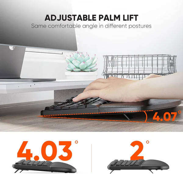 Meetion Wireless Ergonomic Keyboard and Mouse Combo - Split Keyboard Design