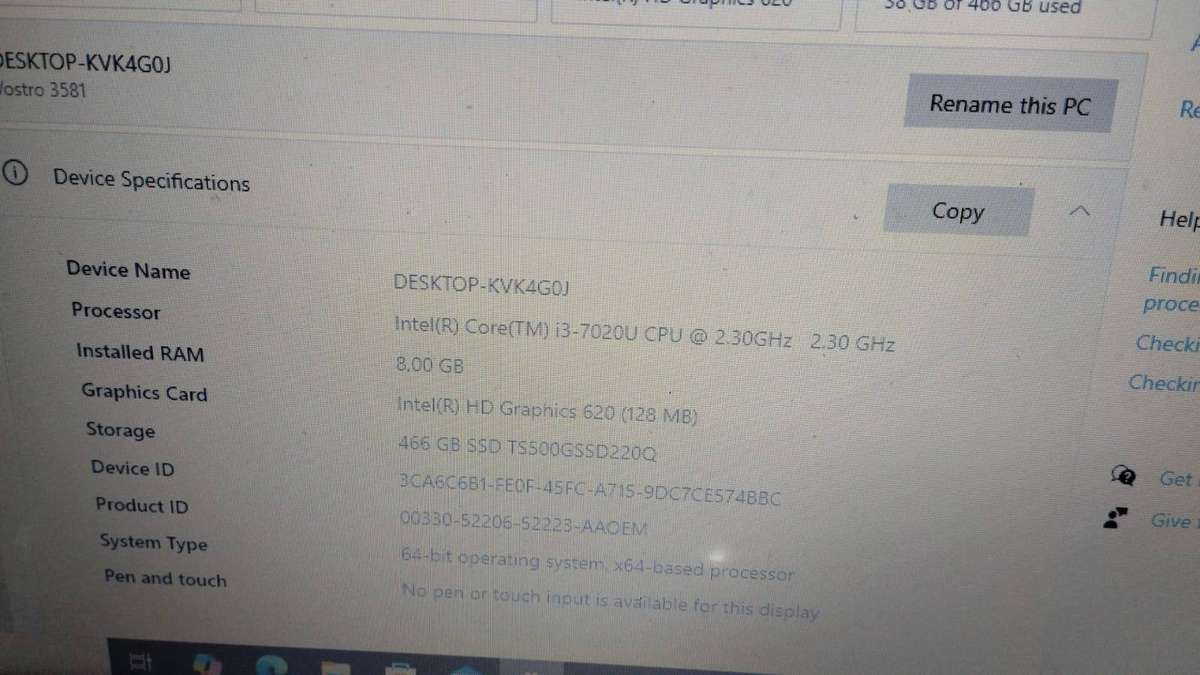 Dell Vostro 3581 Laptop Core i3