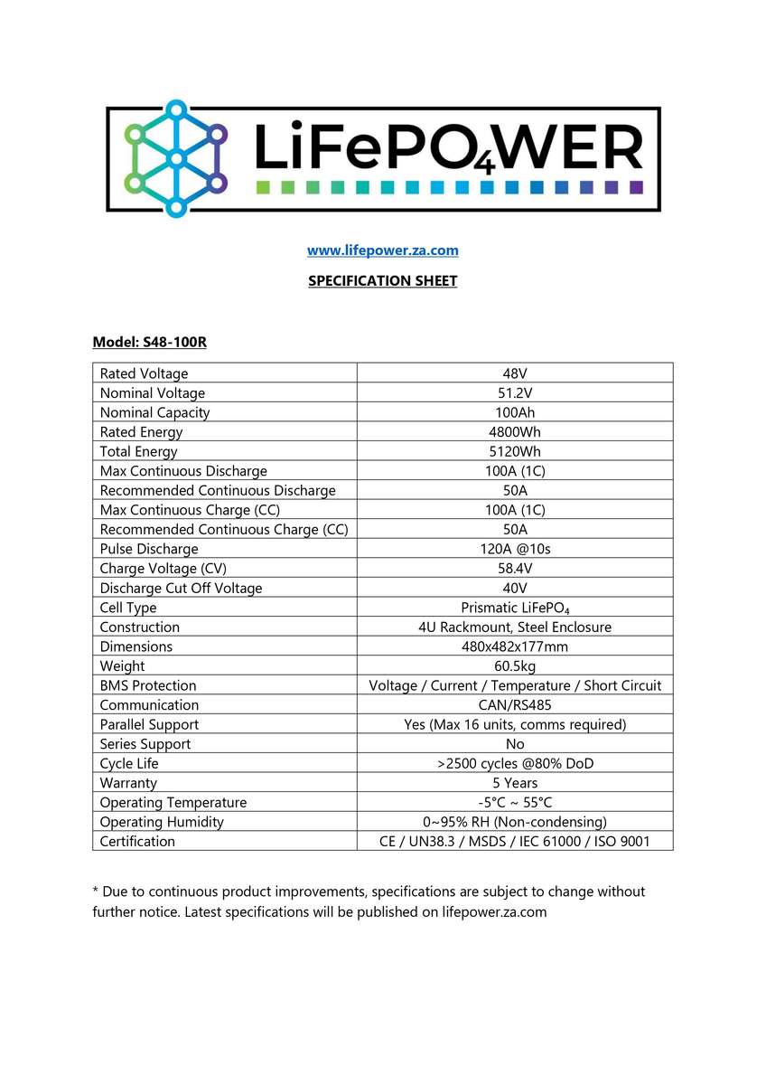 48V 100Ah Lithium Battery