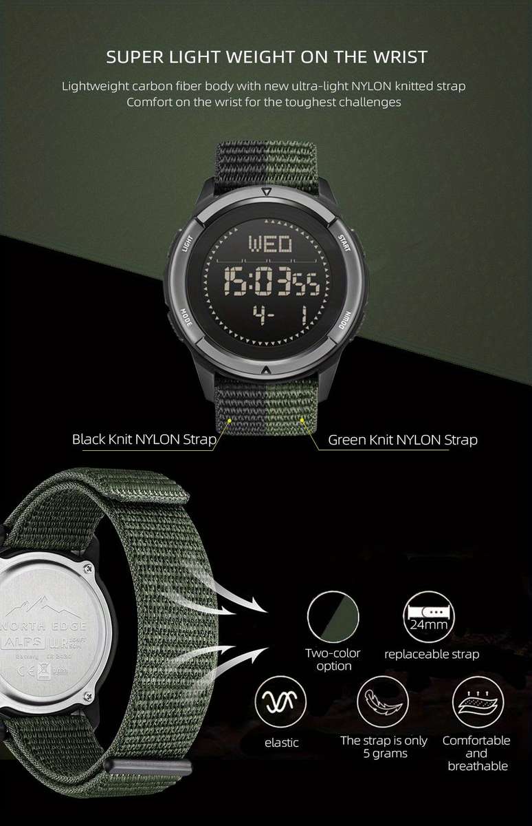 North Edge. Chronograph, Pedometer, Pacemaker, Countdown Compass