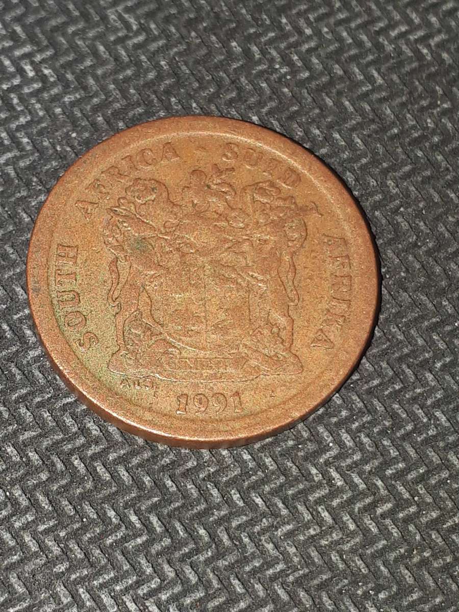 1991 5 cent coin from south Africa