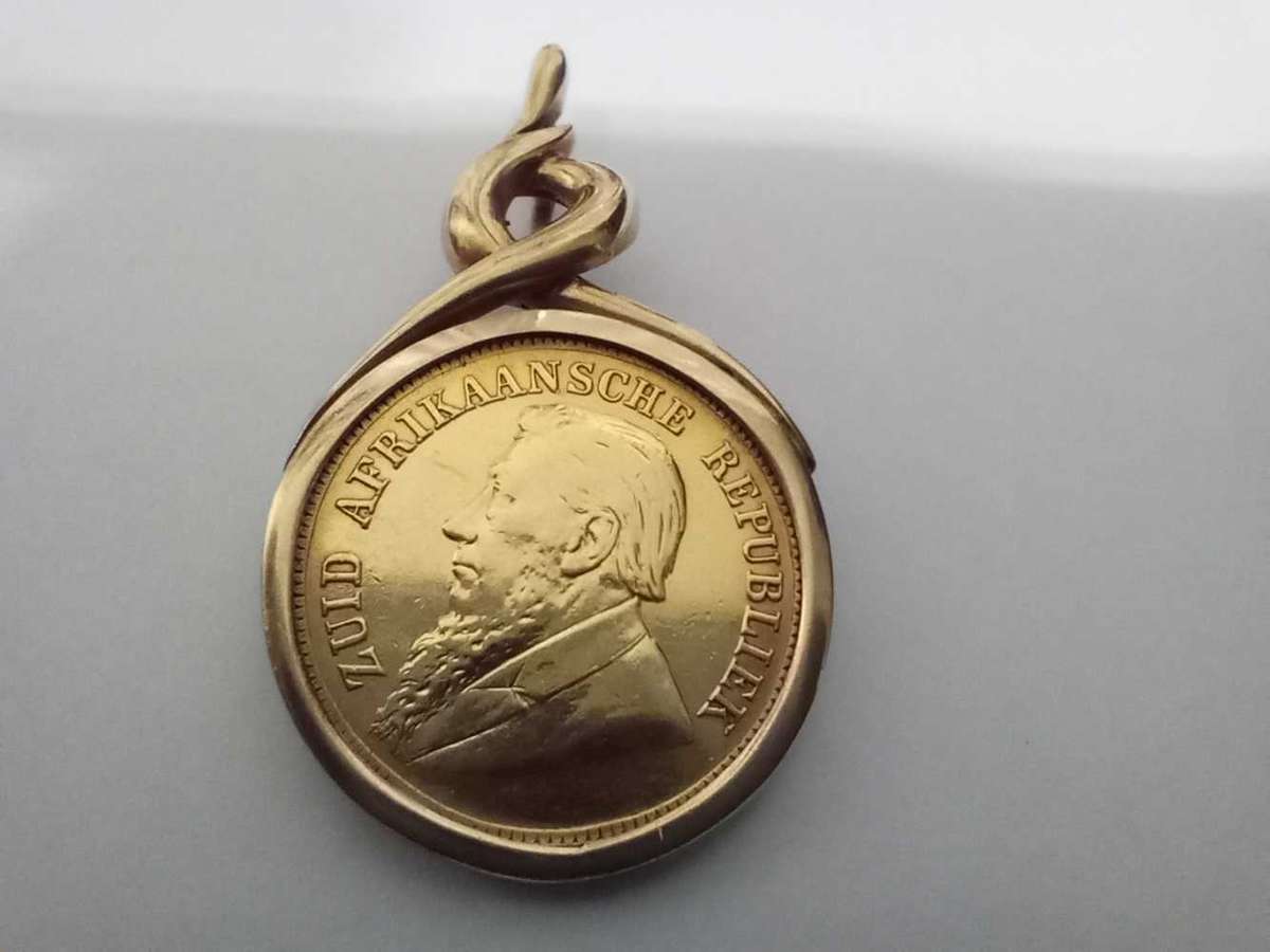ZAR 1896 President Paul kruger gold 1/2 (half) pond coin pendant