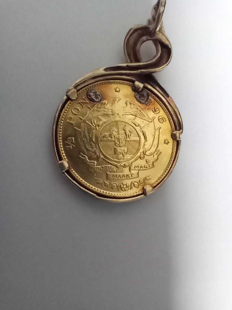 ZAR 1896 President Paul kruger gold 1/2 (half) pond coin pendant