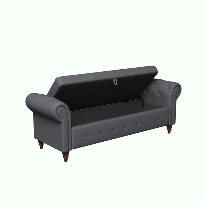 Queen size velvet Flip Top Storage Bench with storage box