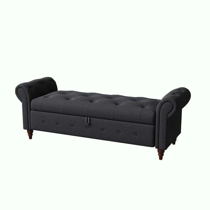 Queen size velvet Flip Top Storage Bench with storage box
