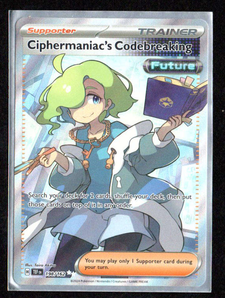 Pokémon Card  Ciphermaniac's Codebreaking 198/162 Full Art Trainer  Temporal Forces  Near Mint