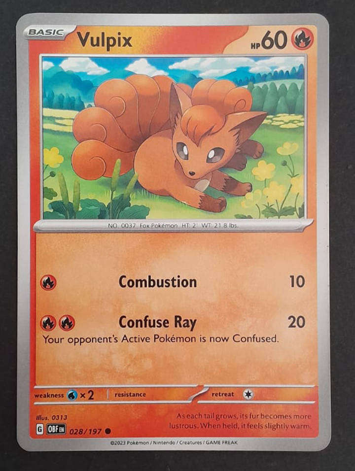 Pokemon Card Vulpix 028/197 Obsidian Flames
