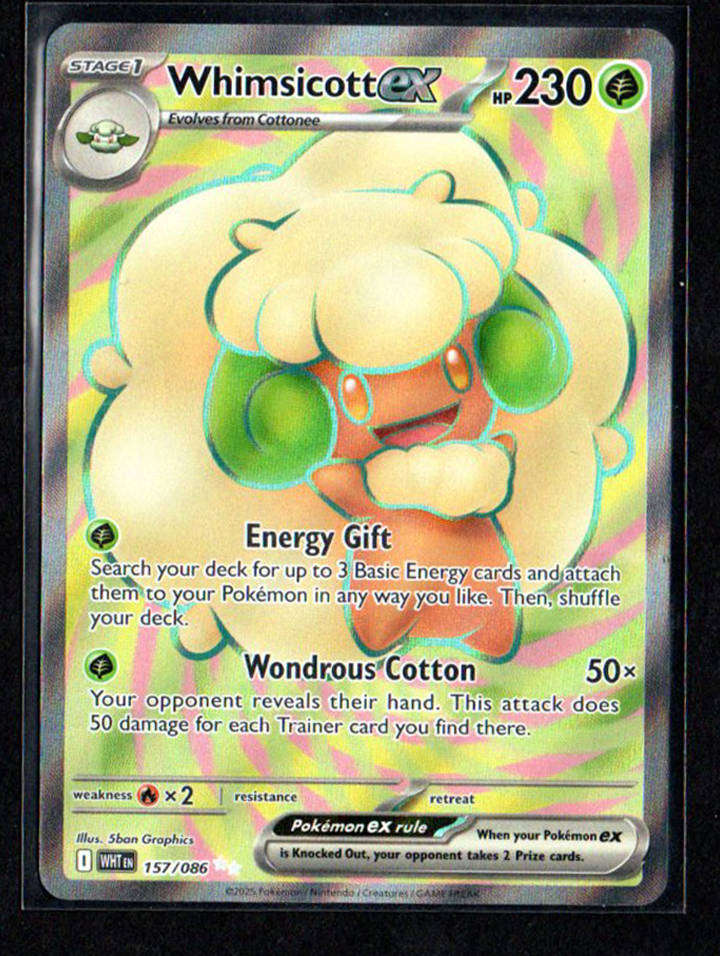 Pokemon Card Whimsicott ex 157/086 White Flare