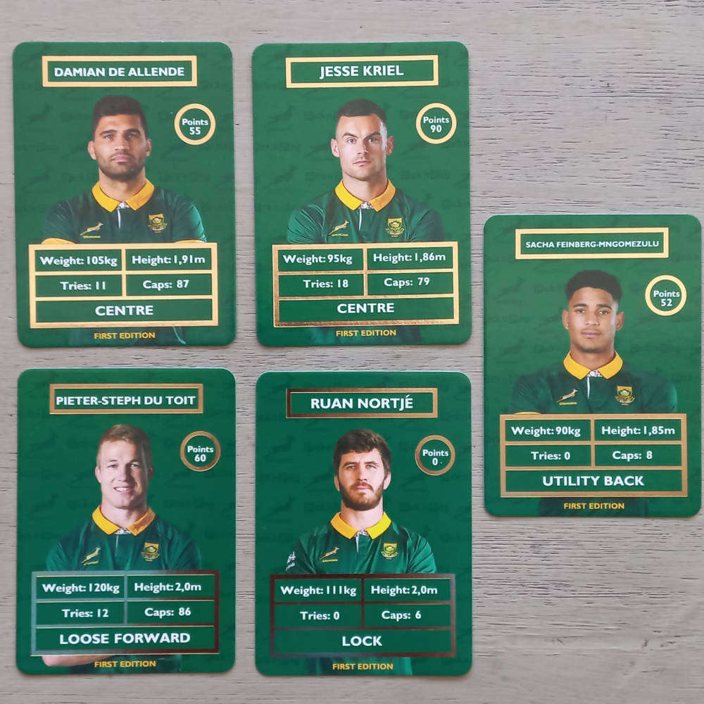 Set of 5 "Springbok Rugby Cards"- (as shown)