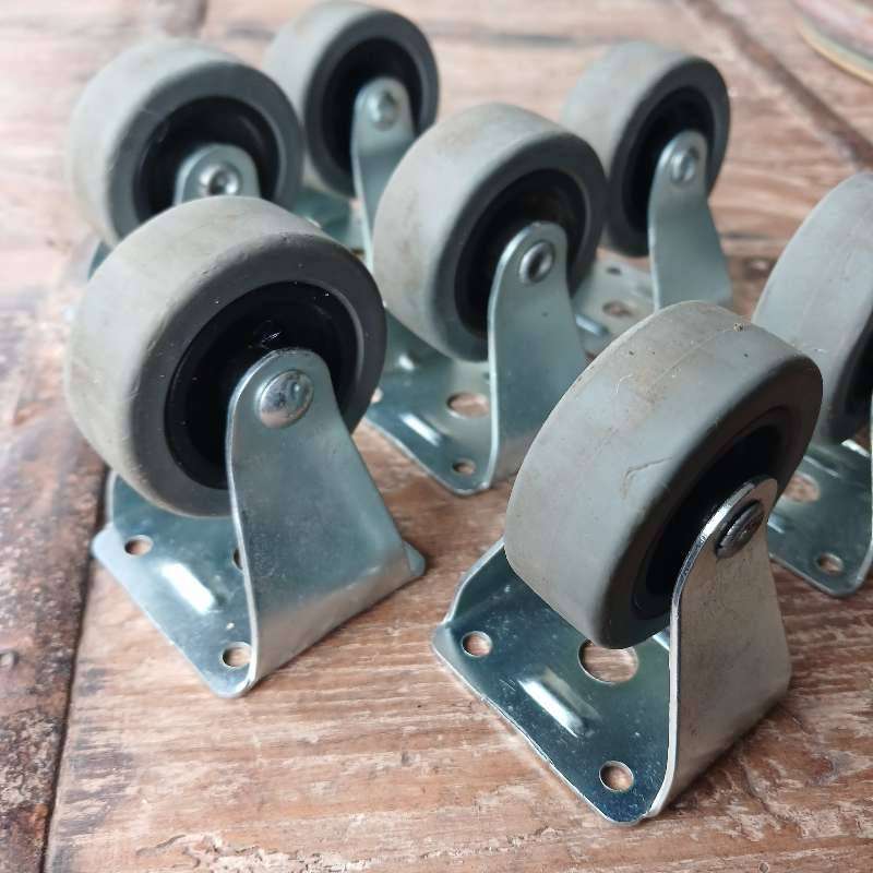 Lot of 8 Heavy duty 50 mm Rigid(fixed) plate caster wheels