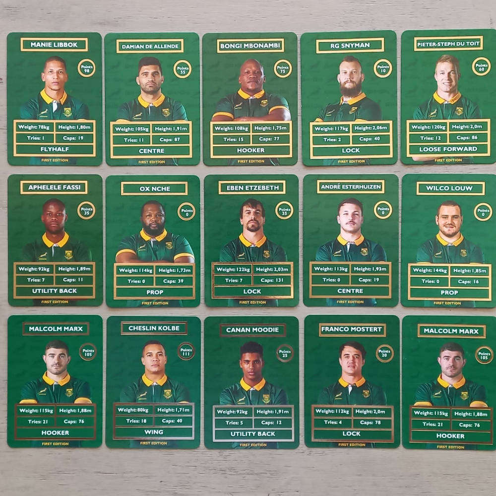 SET OF 15 SPRINGBOK RUGBY CARDS - (PICK N PAY)