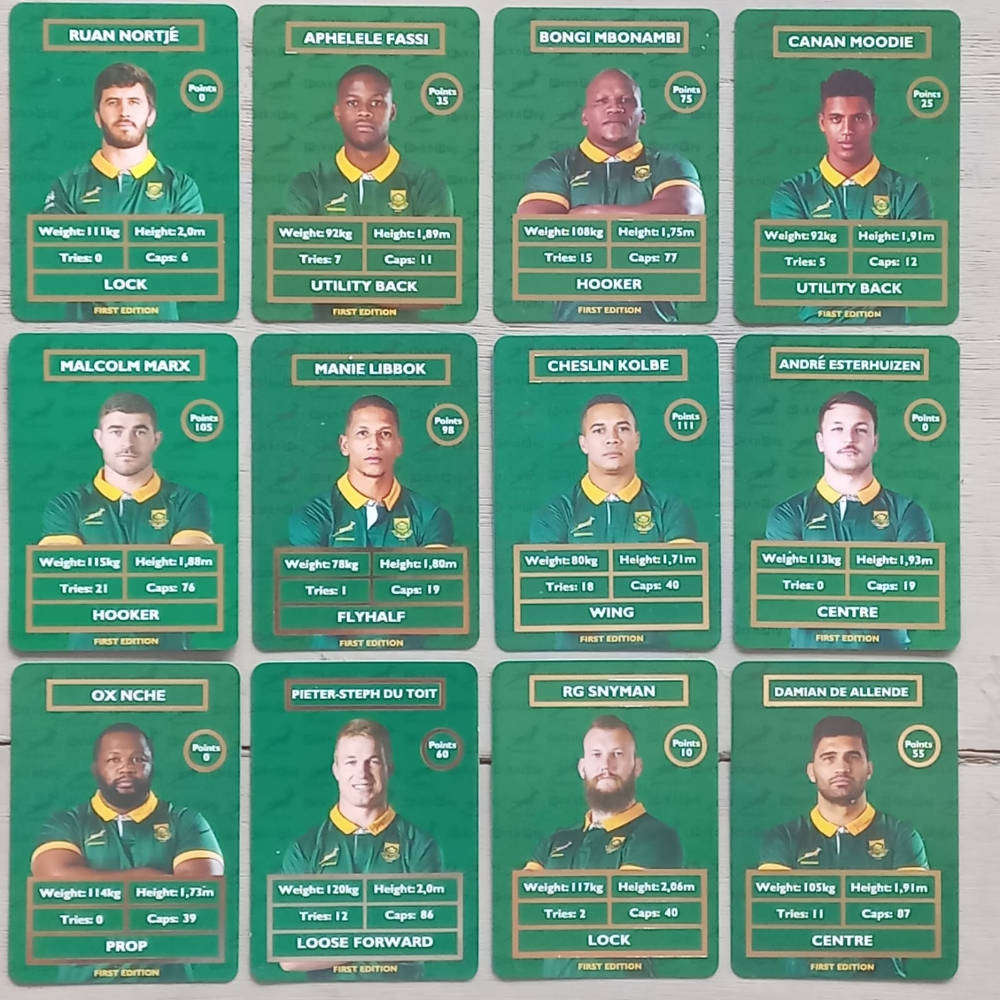 Pick 6 from 12 Springbok Rugby Cards - "Pick n Pay"