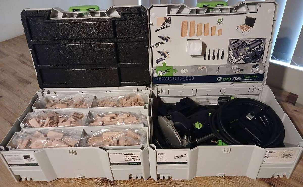 Festool Domino DF 500 Q-Set (UNUSED) + Systainer + Stops + Domino Tenons