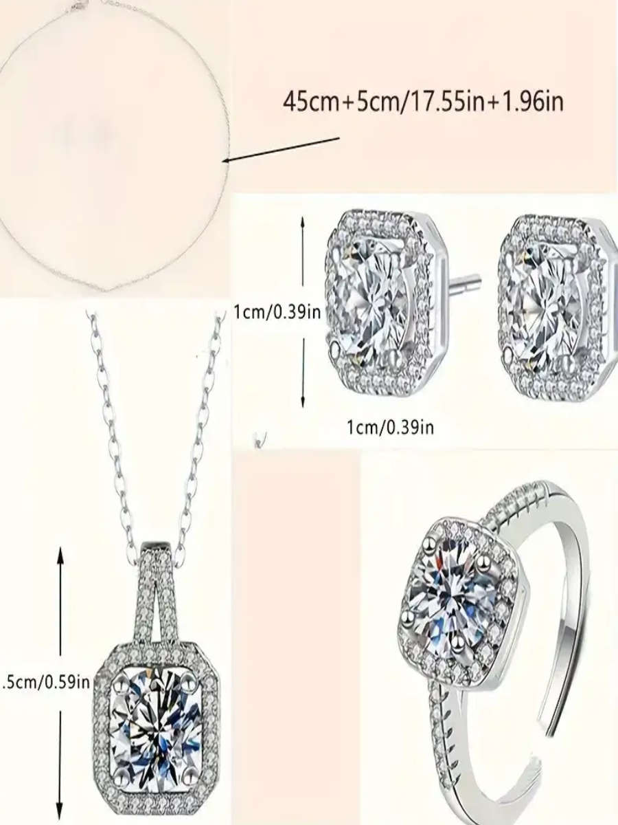 Gorgeous four piece jewelry set- Earrings, necklace, pendant and ring.