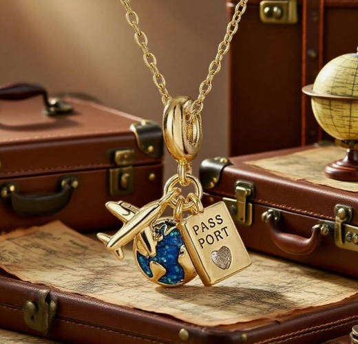 Gorgeous Travel pendant with charms and chain