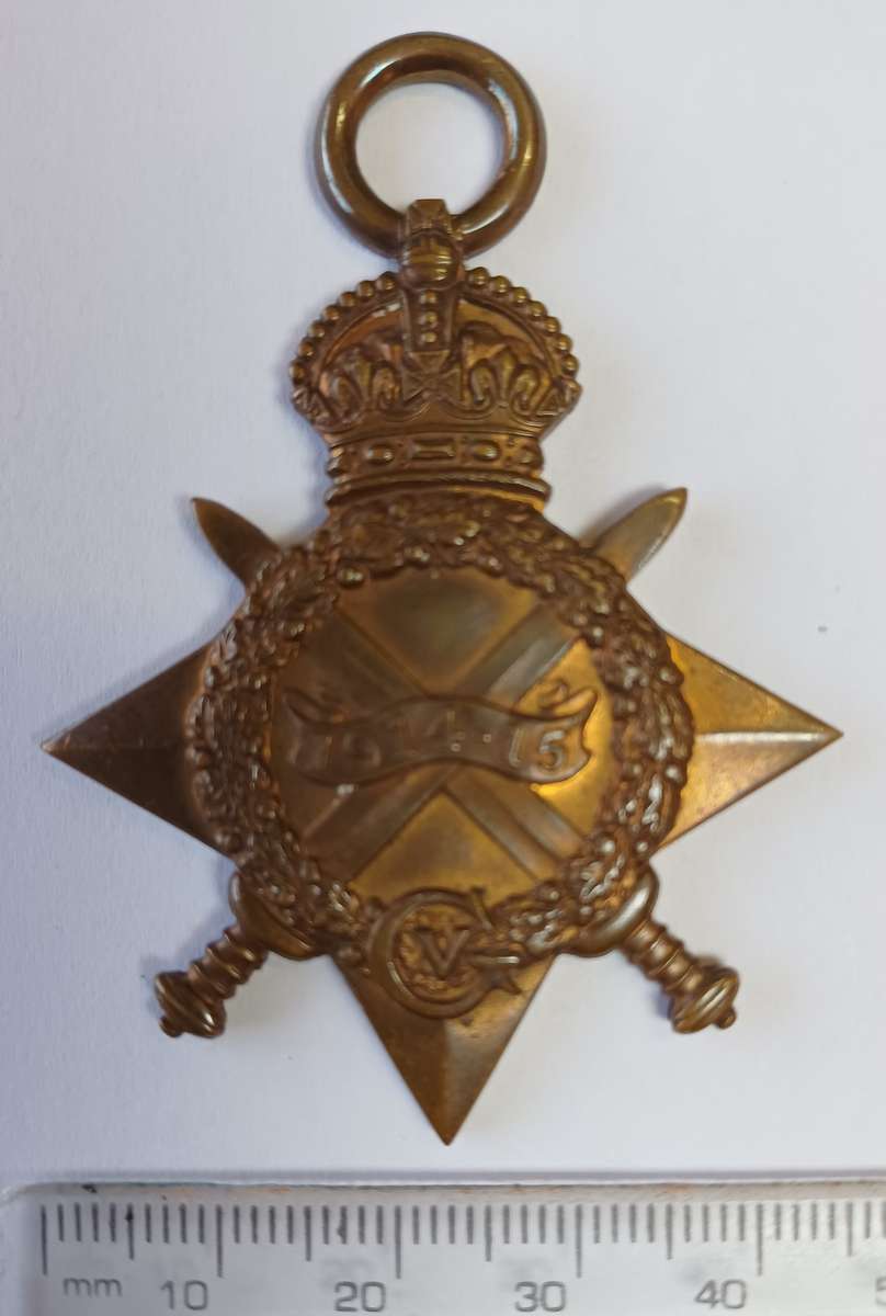 WW1_1914 -1915 STAR MEDAL (FULL SIZE) - PTE. A.O. OLIVIER _2ND FAMB SAMC