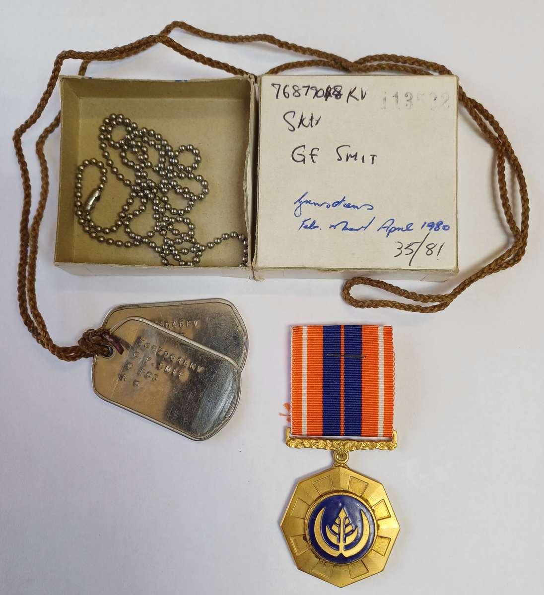 SADF_PRO PATRIA MEDAL (FULL SIZE) - ORIGINAL BOX & "DOG TAGS"