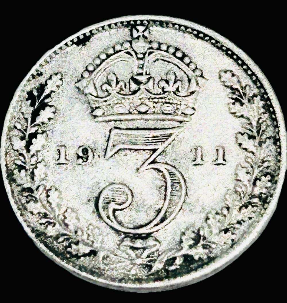 1911 SILVER BRITISH THREE PENCE - SCARES COLLECTABLE COIN