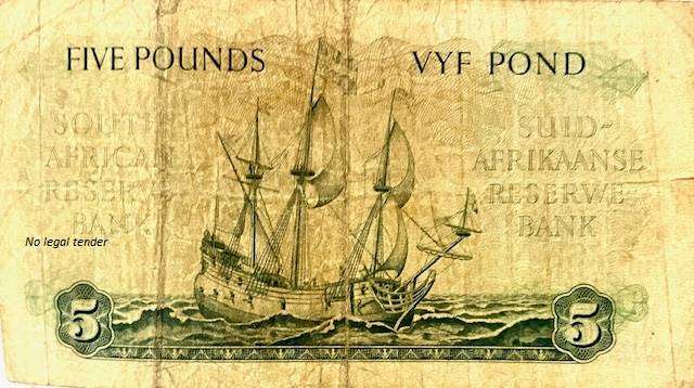 SA 1958 Five Pounds - Afrikaans and English