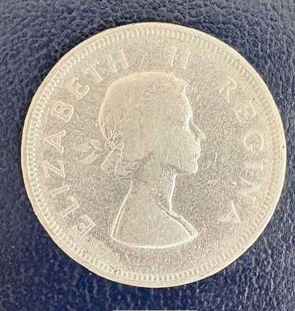 SA 1954 Two and a Half Shilling Silver Coin - with detail