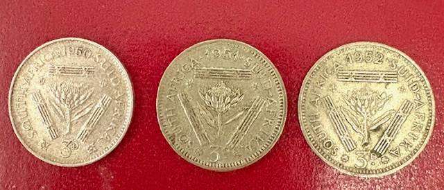 SA 3 Pence - 1950 and 1951 and 1952