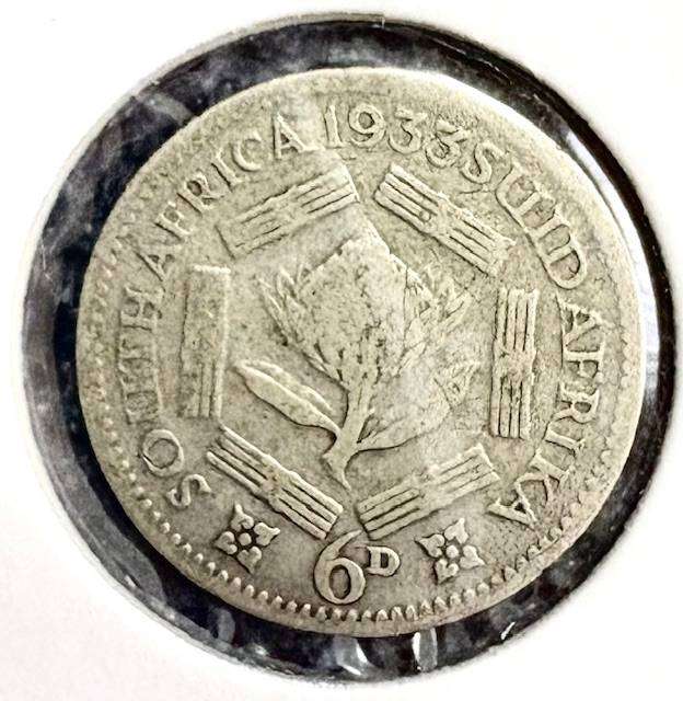 South Africa 1933 6 Pence - In Flip Coin