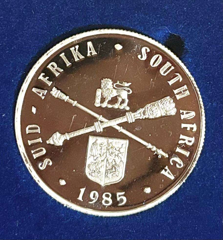 SA 1985 R1 - 75th Anniversary Parliament Silver Proof Coin in Blue mint box