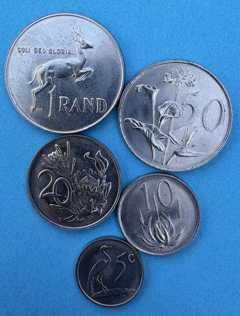 SA 1988 Mixed Nickel mints - R1, 50 cent, 20 cent, 10 cent and 5 cent- to complete you set