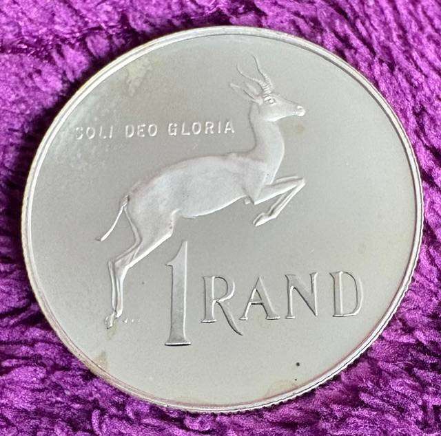 SA One Rand - 1989 Silver coin - Soli Deo Gloria - UNC