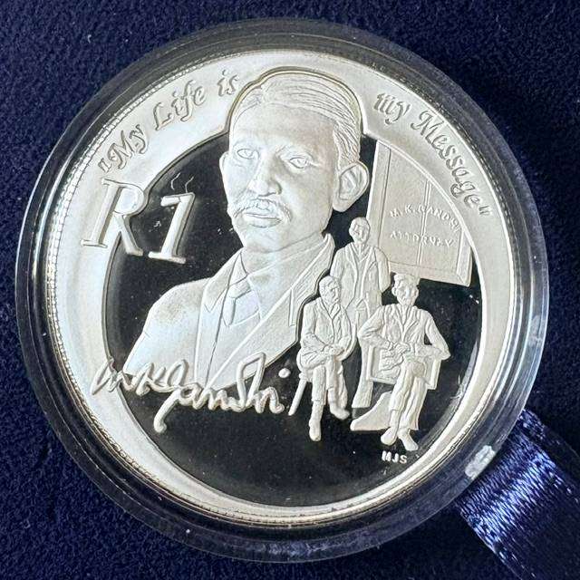 SA One Rand - Mahatma Ghandi Mirror Image - 2008 Proof with certificate - Would grade