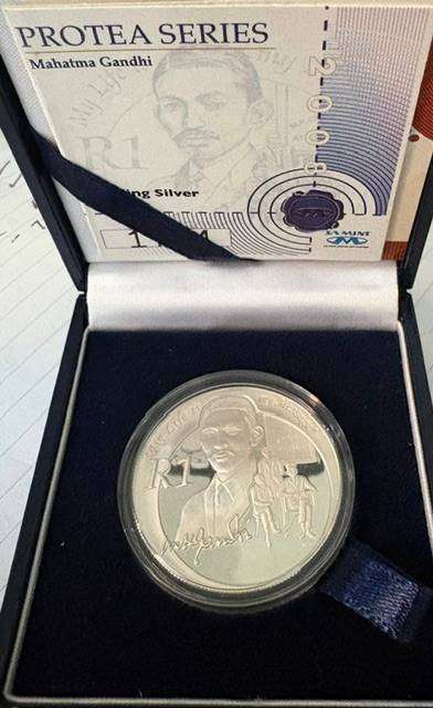 SA One Rand - Mahatma Ghandi Mirror Image - 2008 Proof with certificate - Would grade