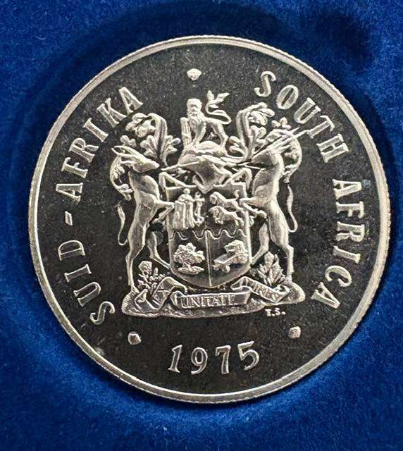 1975 Proof SILVER ONE RAND in capsule in Blue Mint Box