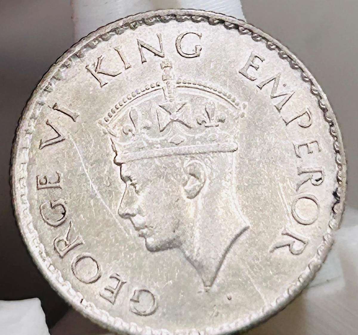 1940 1/4 Rupee India Silver Coin