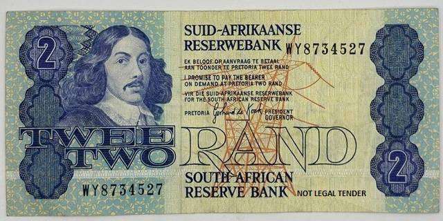 Replacement Two Rand  1983 3rd Issue - GPC de Kock - Prefix WY