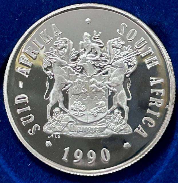 SA 1990 Silver Proof R1 in capsule in blue mint box