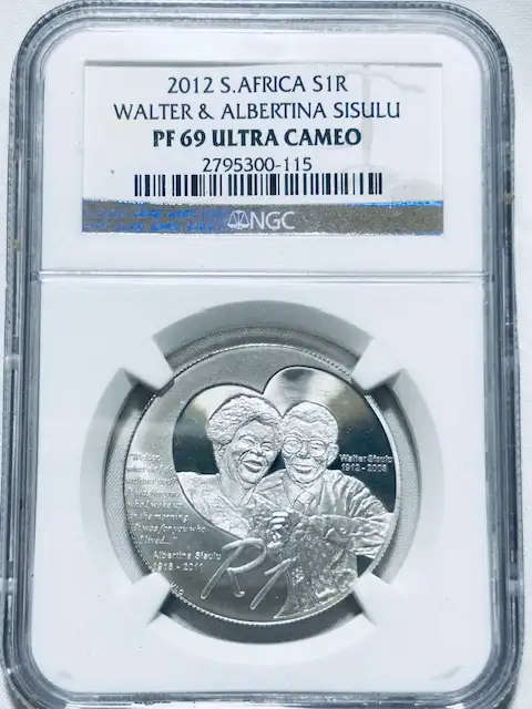 2012 SA Silver R1 NGC PF69 ULTRA CAMEO, Walter and Albertina Sisulu - LOW MINTAGE 1644