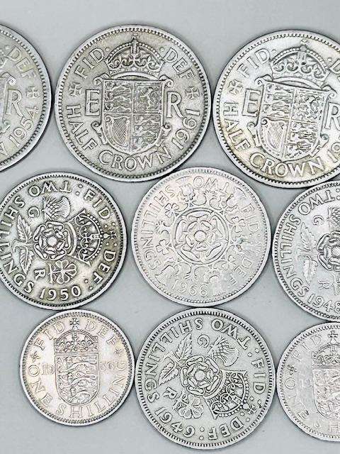 BRITISH COLLECTABLE HALF CROWS, ONE SHILLINGS AND HALF SHILLINGS (9COINS)