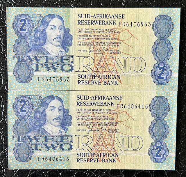  TWO X UNC TWO RANDS De Jongh SPOTLESSS AND FULLY UNC