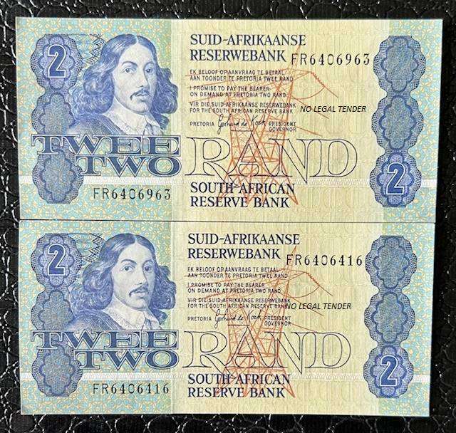  TWO X UNC TWO RANDS De Jongh SPOTLESSS AND FULLY UNC