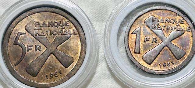 1961 KATANGA 5- and 1-Franc coins issued just for 4 years Highly collectable