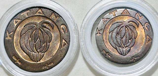 1961 KATANGA 5- and 1-Franc coins issued just for 4 years Highly collectable
