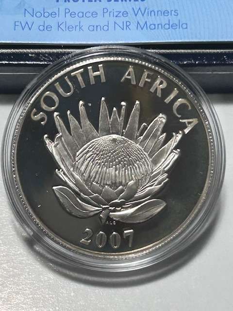 2007 SA Silver R1 Proof De Klerk (Low Mintage 7143) original mint box and certificate