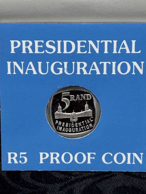 1994 Proof Presidential Inauguration R5 in original blue coin holder x 4 bid per coin