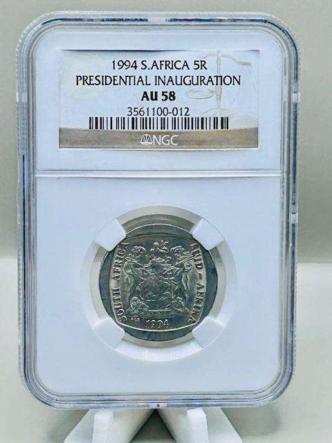 1994 Presidential Inauguration R5 Coin NGC Graded AU58