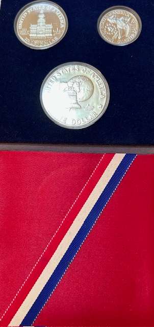  USA 1976 BICENTENNIAL PROOF SET SCARES IN SOUTH AFRICA (ALL THREE COINS SILVER)