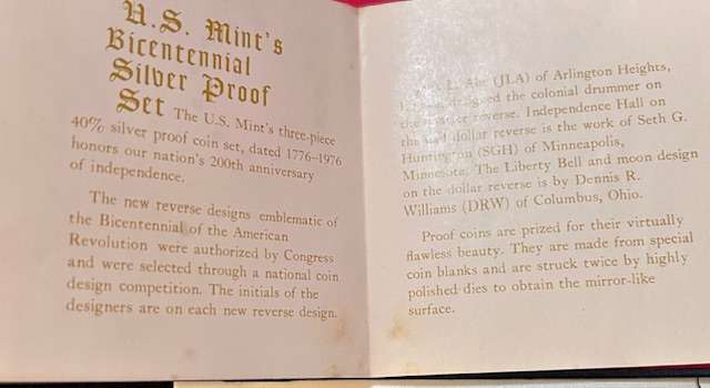  USA 1976 BICENTENNIAL PROOF SET SCARES IN SOUTH AFRICA (ALL THREE COINS SILVER)