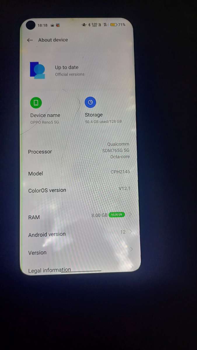 SMARTPHONE OPPO RENO 5 5G, 128G/8+4G,65W FAST CHARGING, IN-DISPLAY FINGERPRINT, QUADRUPLE 64MP CAMER