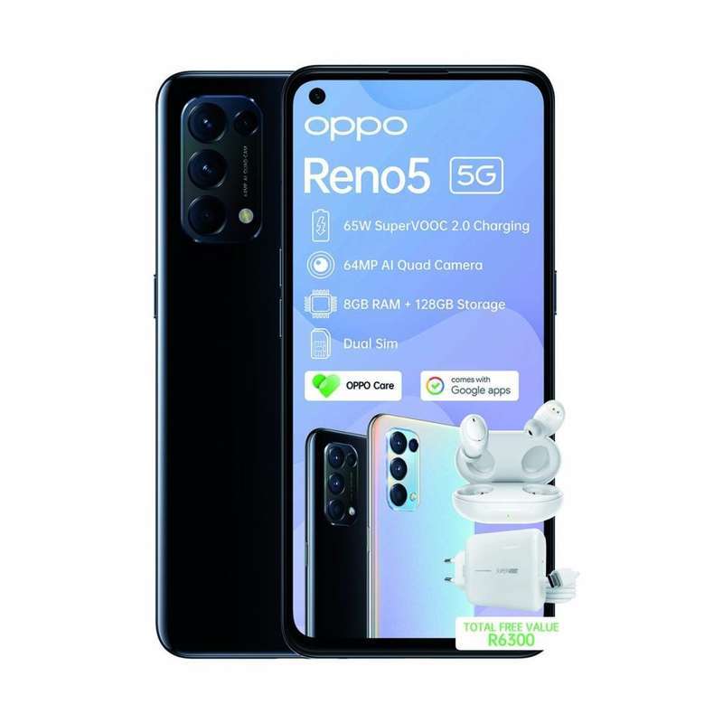 SMARTPHONE OPPO RENO 5 5G, 128G/8+4G,65W FAST CHARGING, IN-DISPLAY FINGERPRINT, QUADRUPLE 64MP CAMER