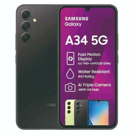 SMARTPHONE SAMSUNG A34 5G, 128G/6G,25W FAST CHARGING, IN-DISPLAY FINGERPRINT, TRIPLE 48MP CAMER