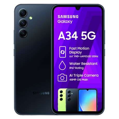 SMARTPHONE SAMSUNG A34 5G, 128G/6G,25W FAST CHARGING, IN-DISPLAY FINGERPRINT, TRIPLE 48MP CAMER